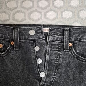 Levi's Black High-Rise Button-Fly Ankle Jeans